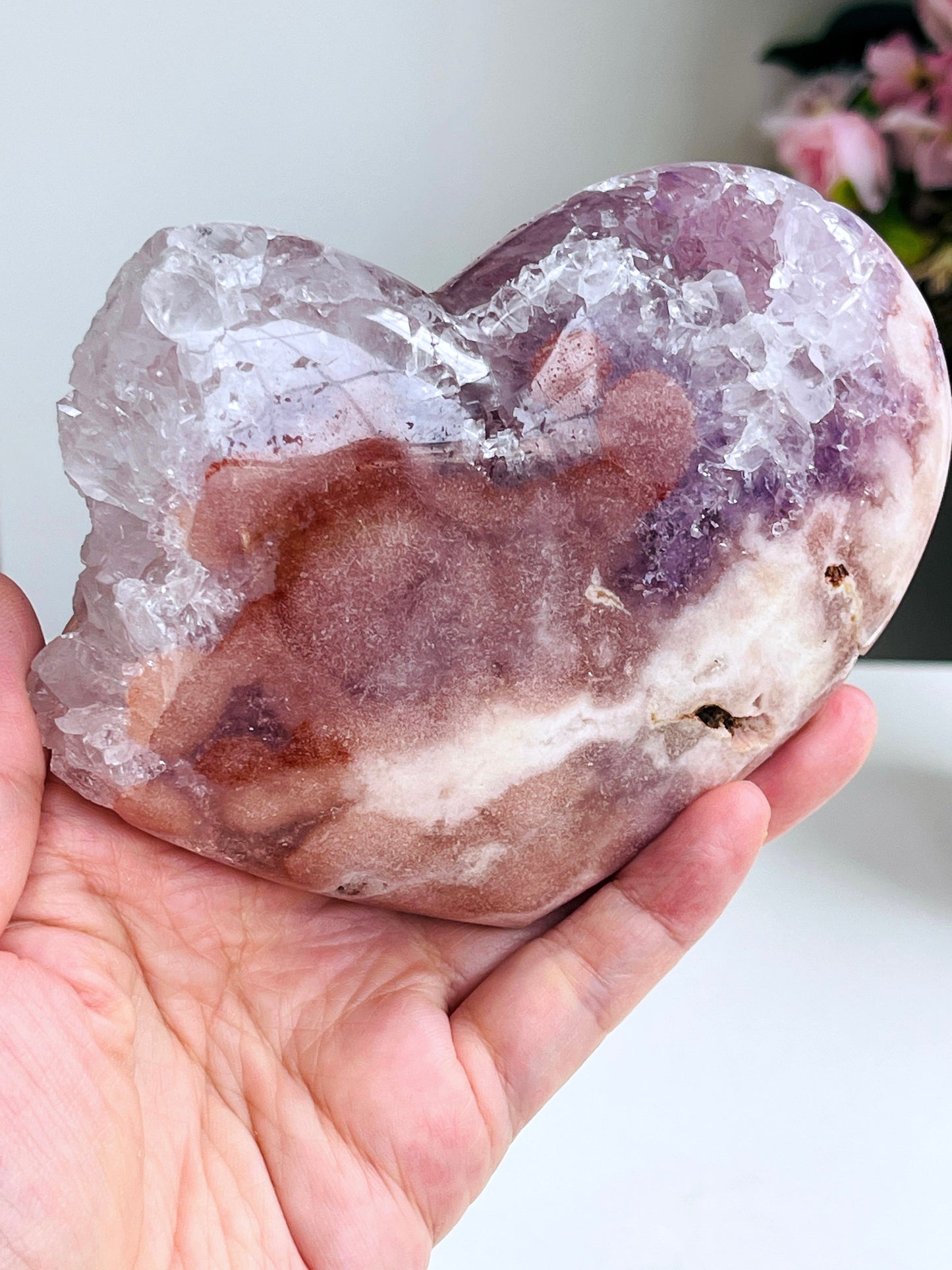 Pink Amethyst Heart, Super Extra Quality Pink Amethyst Druzy Heart,  Crystal Heart, Crystal Heart, Crystal Gift, Healing Crystal