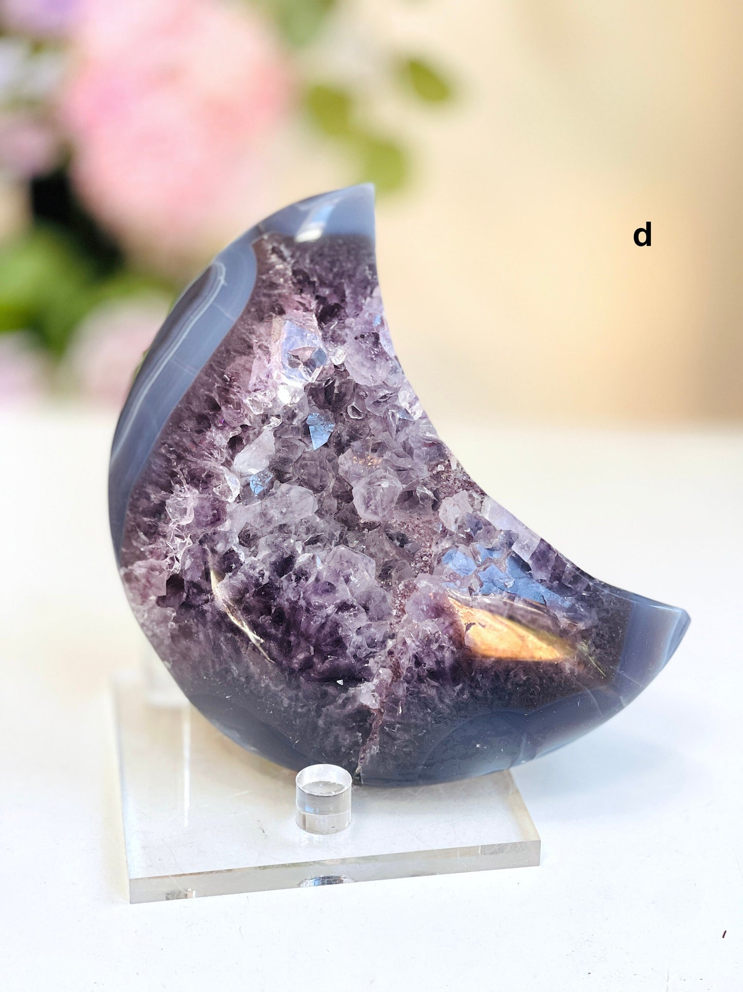 Large Unique Druzy Agate Geode Moon