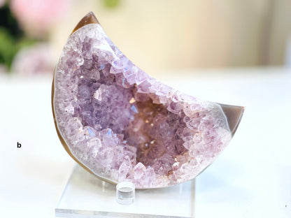 Druzy Agate, Unique Druzy Agate Geode Moon,  Large Agate Druzy Moon, Healing Crystal, Balancing Crystal