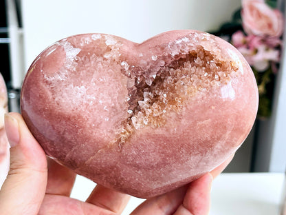 Pink Amethyst, Super Extra Quality Puffy Pink Amethyst Heart, Pink Amethyst Crystal Heart, Crystal Heart, Crystal Gift, Healing Crystal