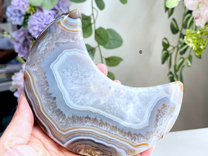 Large Unique Druzy Agate Geode Moon