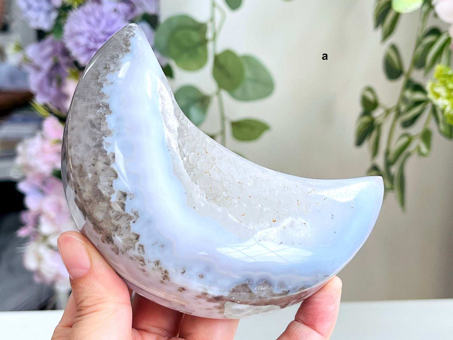 Large Unique Druzy Agate Geode Moon