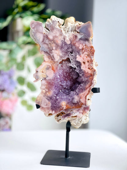 Pink Amethyst Display on Stands,  Dreamy Rough Pink Amethyst Druzy Slabs, Pink Amethyst Crystal,Crystal Gift,Home decor