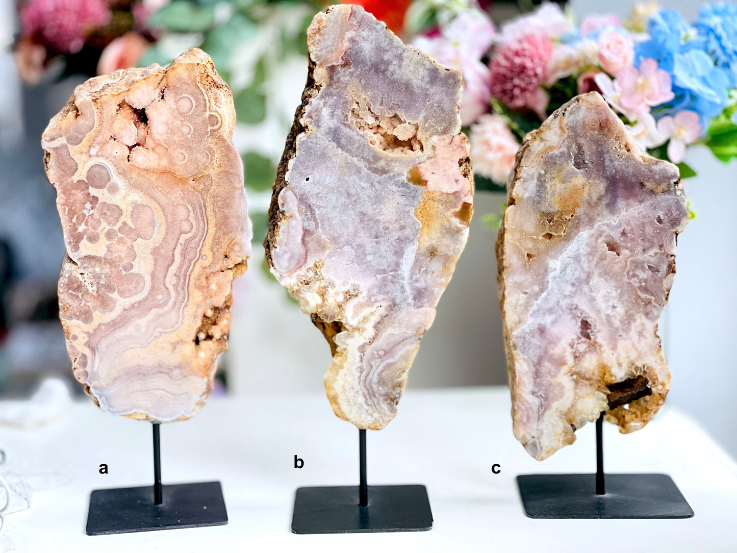 Pink Amethyst Slab on Stand, 11 inch + Large Double Sided Pink Amethyst Druzy Slabs, Pink Amethyst Crystal,Crystal Gift,Home decor,