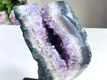 Unique Amethyst Cluster With Stand, Amethyst Crystal on Stand, Self-standing Amethyst druzy, Amethyst Clusters, Crystal Gift