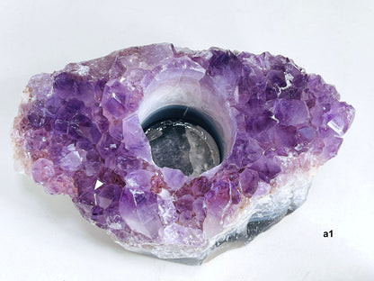 Large Amethyst Candle Holder, Natural Amethyst Tea light Holder, Amethyst Cluster Candle Holder, Amethyst Druzy Tea-light  Holder