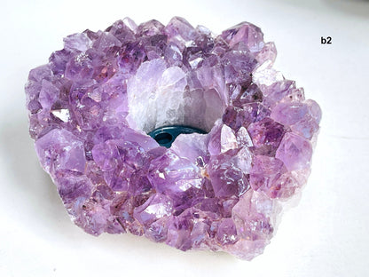 Large Amethyst Candle Holder, High Quality Natural Amethyst Tea light Holder,Amethyst Druzy Tea-light  Holder,Crystal Gift, Home decor -2