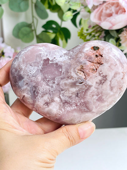 Pink Amethyst, Unique Pink Amethyst Heart with Amethyst, Agate and Jasper, Crystal Heart, Crystal Gift, Healing Crystal