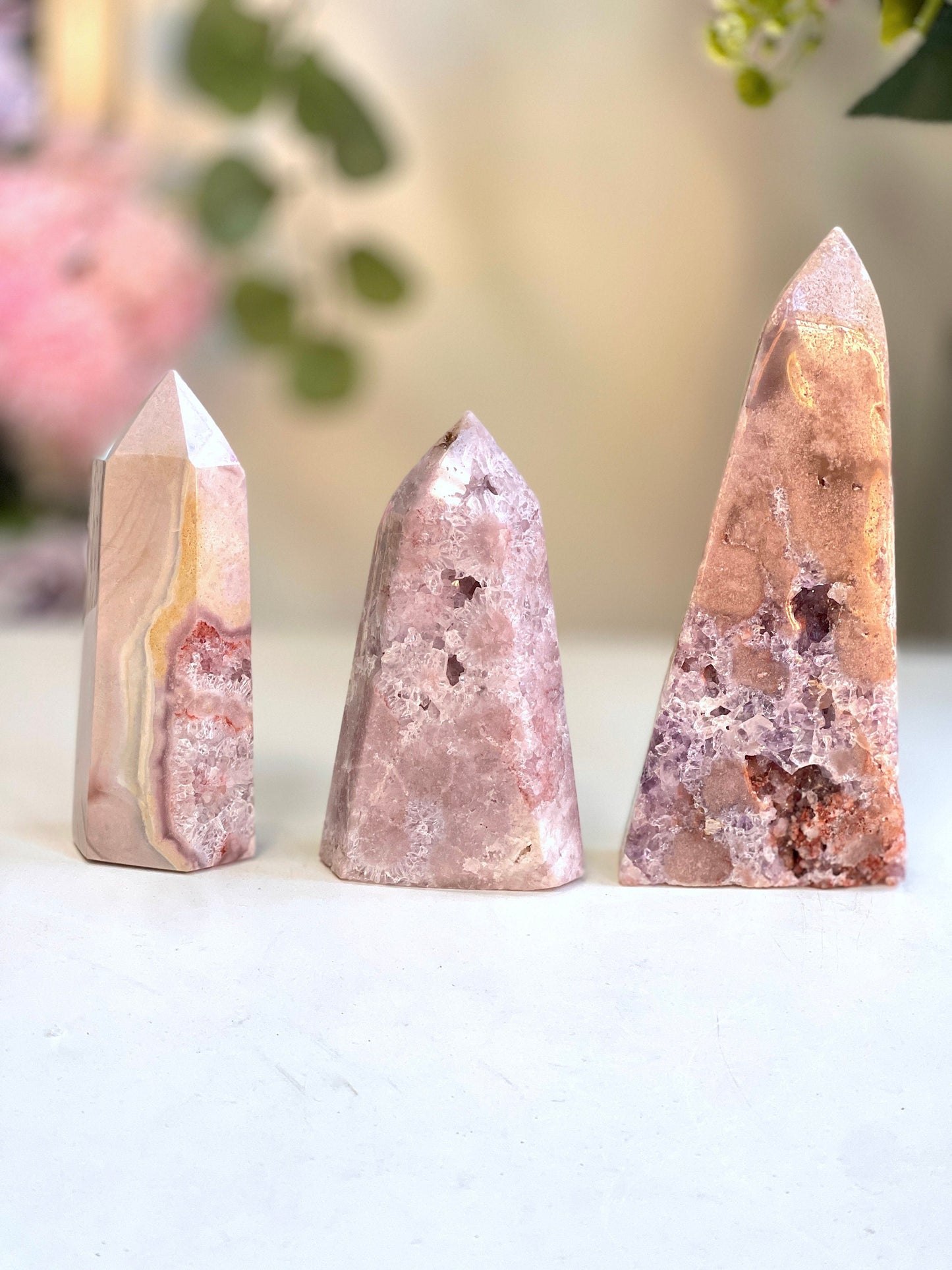 Pink Amethyst, Pink Amethyst Tower, Druzy Pink Amethyst Tower, Pink Amethyst Points, Natural Pink Amethyst