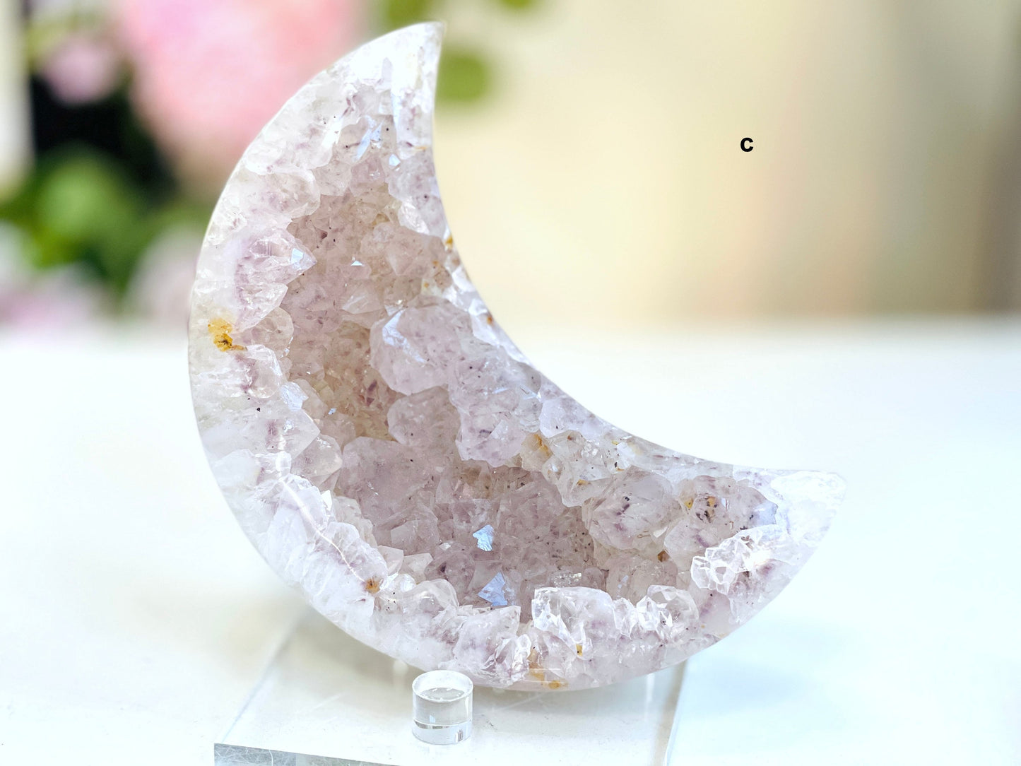 Druzy Agate, Unique Druzy Agate Geode Moon,  Large Agate Druzy Moon, Healing Crystal, Balancing Crystal