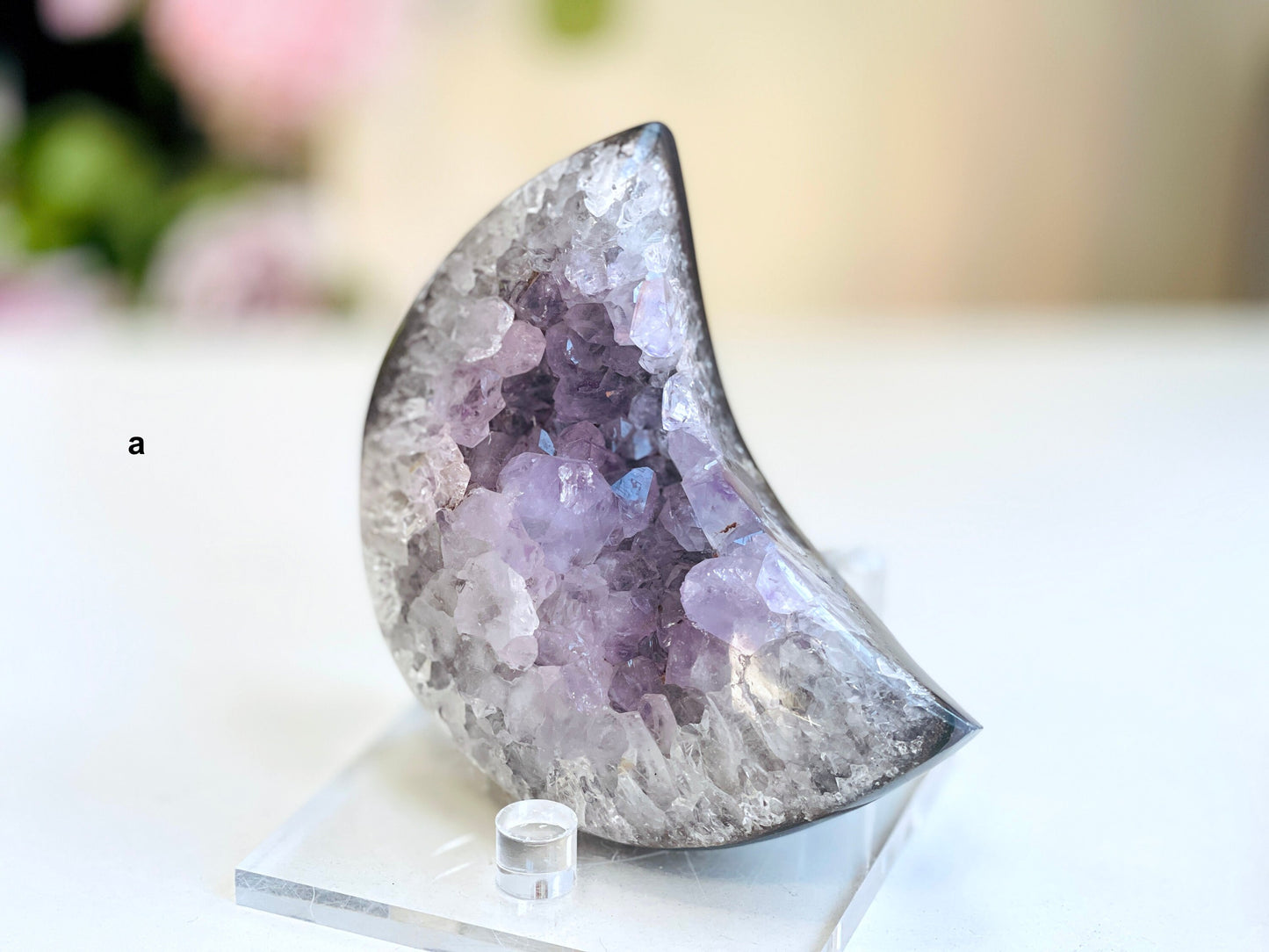 Druzy Agate, Unique Druzy Agate Geode Moon,  Large Agate Druzy Moon, Healing Crystal, Balancing Crystal