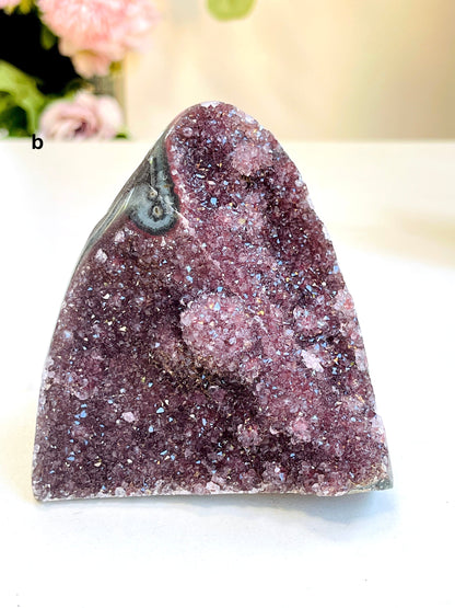 Rainbow Sugar Amethyst , Uruguay Amethyst Cutbase, Super Sparkling Amethyst Cluster, Small Amethyst Cathedral, Crystal Gift 7