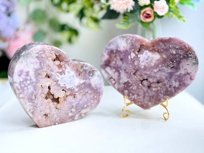 Pink Amethyst, Super Extra Quality Paired Pink Amethyst Heart, Pink Amethyst Heart Set, Pink Amethyst Crystals, Crystal Gift, Wedding gift