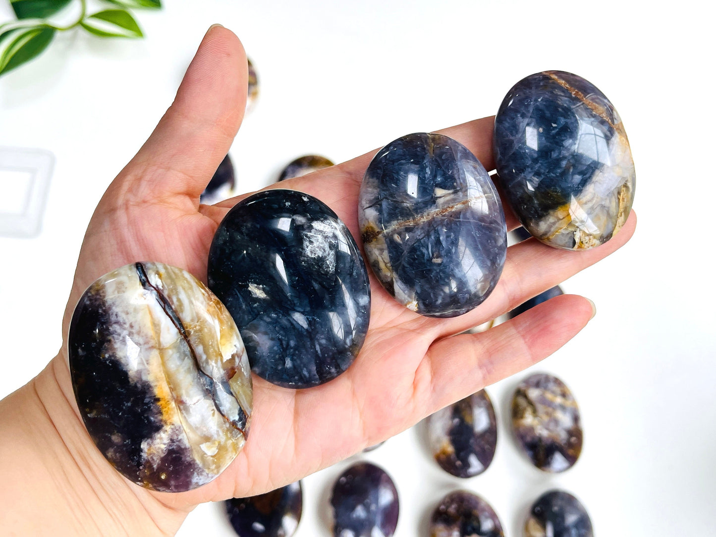 Galaxy Purple Chalcedony Palm stone