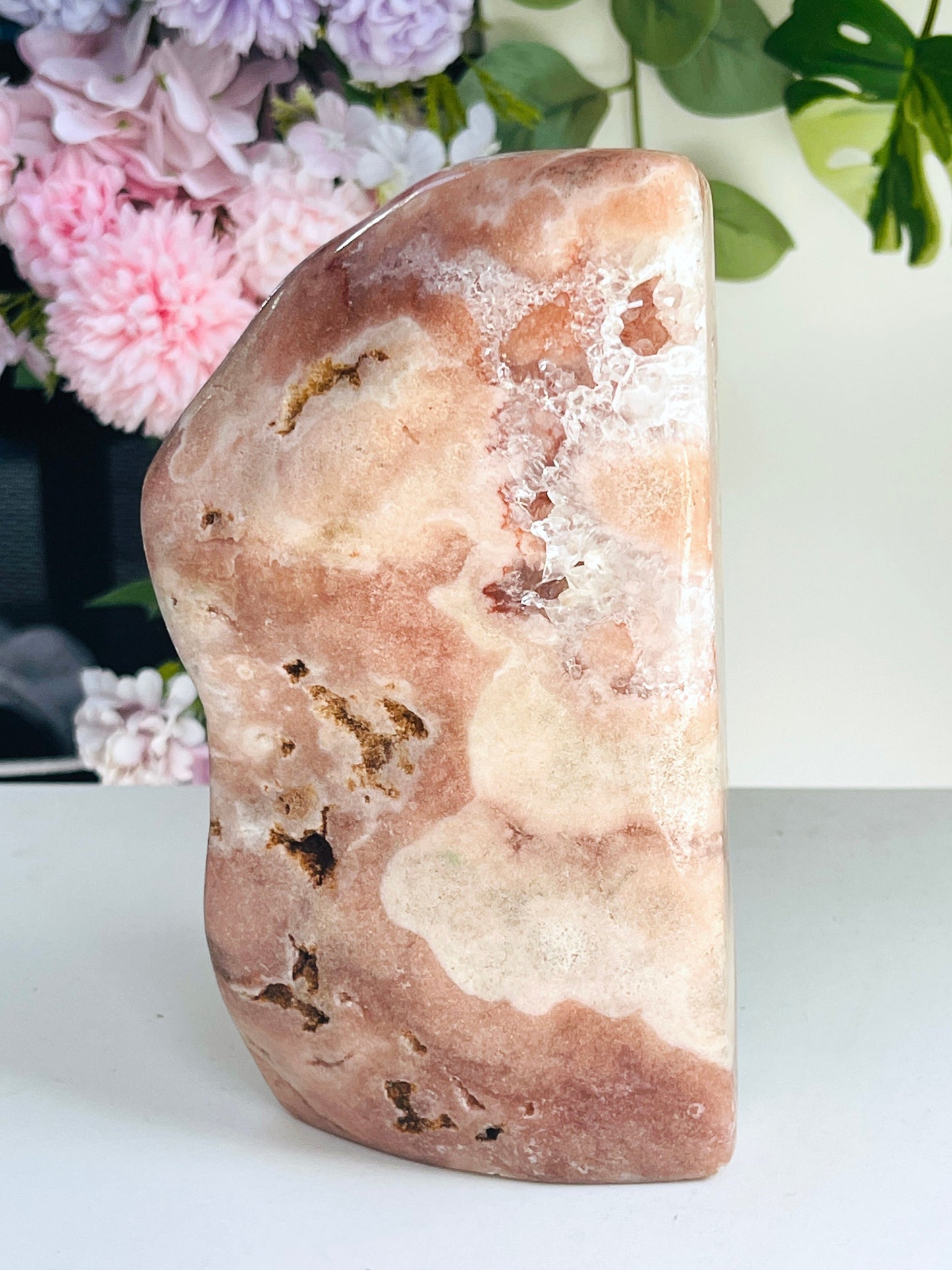 Pink Amethyst, 1.7kg Pink Amethyst Freefrom with Quartz Druzy, Pink Amethyst Stand, Pink Amethyst Crystal,Crystal Gift,Home decor