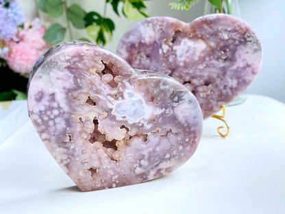 Pink Amethyst, Super Extra Quality Paired Pink Amethyst Heart, Pink Amethyst Heart Set, Pink Amethyst Crystals, Crystal Gift, Wedding gift