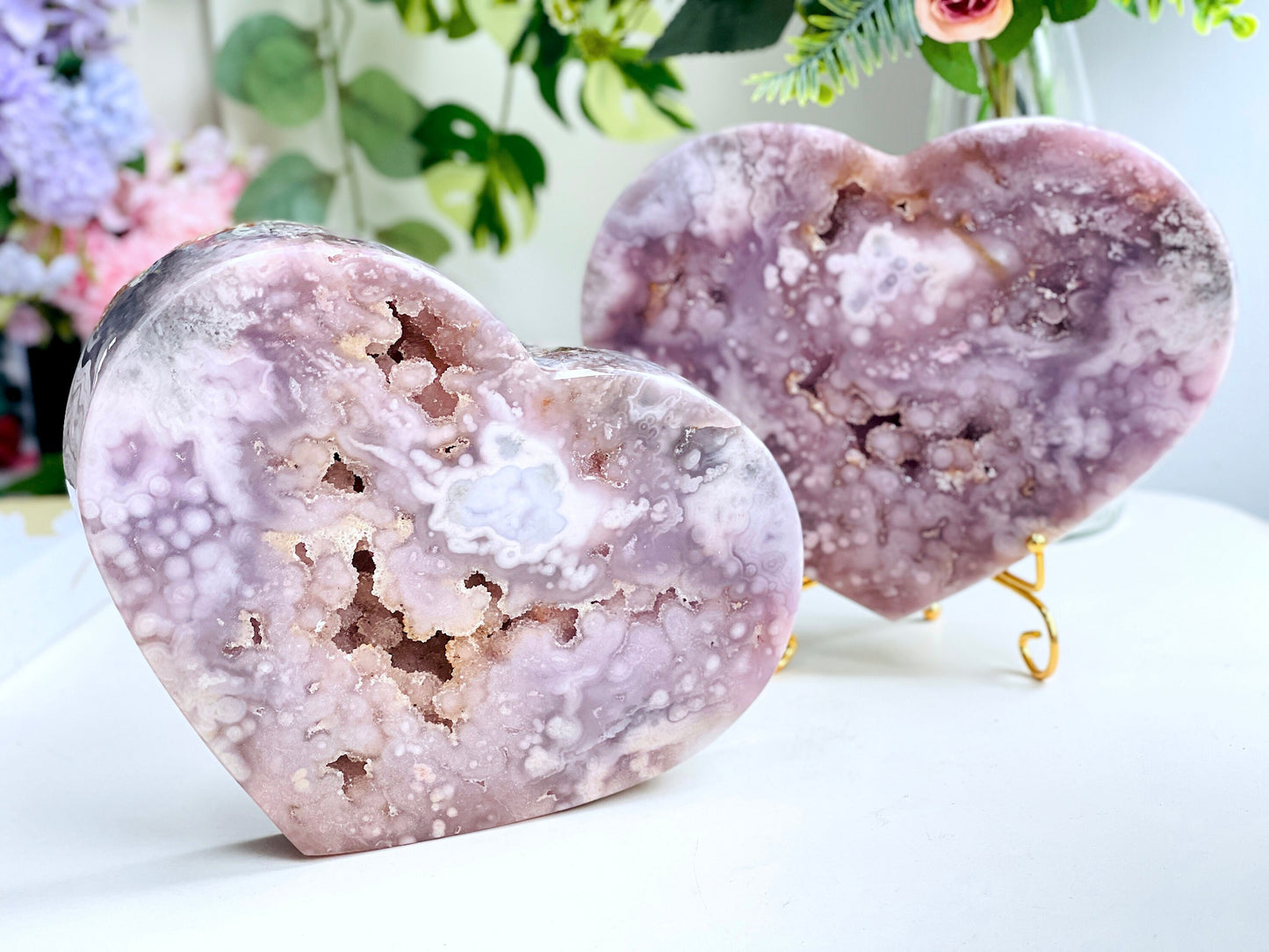 Pink Amethyst, Super Extra Quality Paired Pink Amethyst Heart, Pink Amethyst Heart Set, Pink Amethyst Crystals, Crystal Gift, Wedding gift