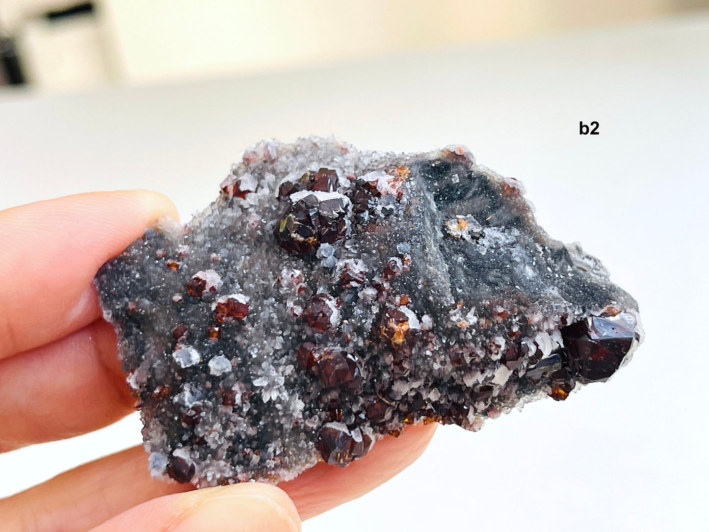 Amazing Red Sphalerite with Druzy Quartz-2