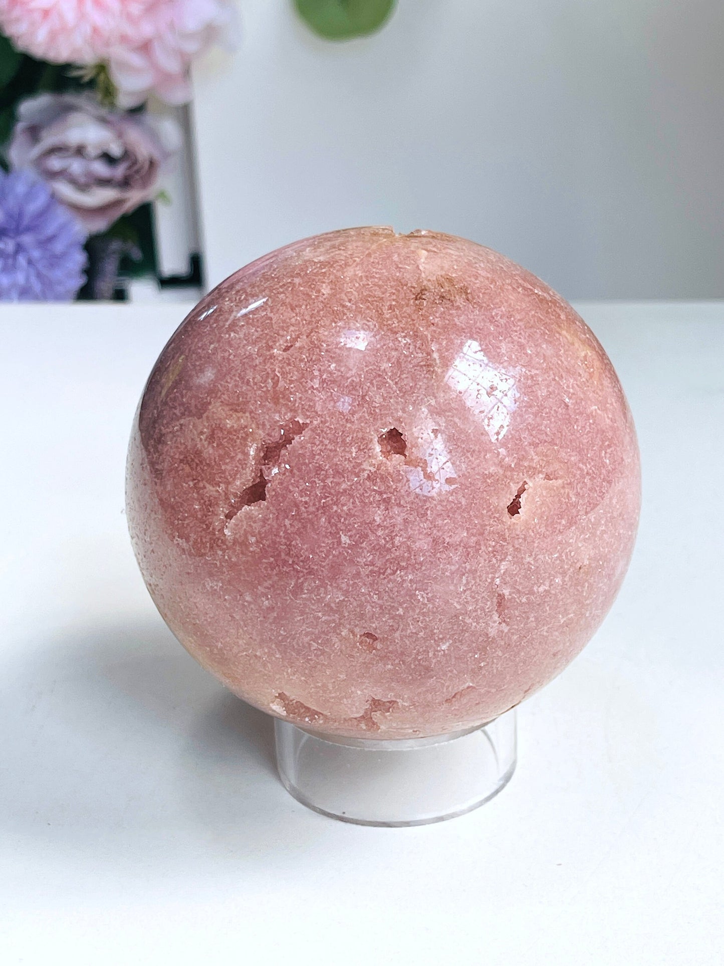 Pink Amethyst Sphere, 87mm Pink Amethyst Sphere, Dreaming Pink Amethyst Sphere , Sparkling Pink Amethyst Sphere