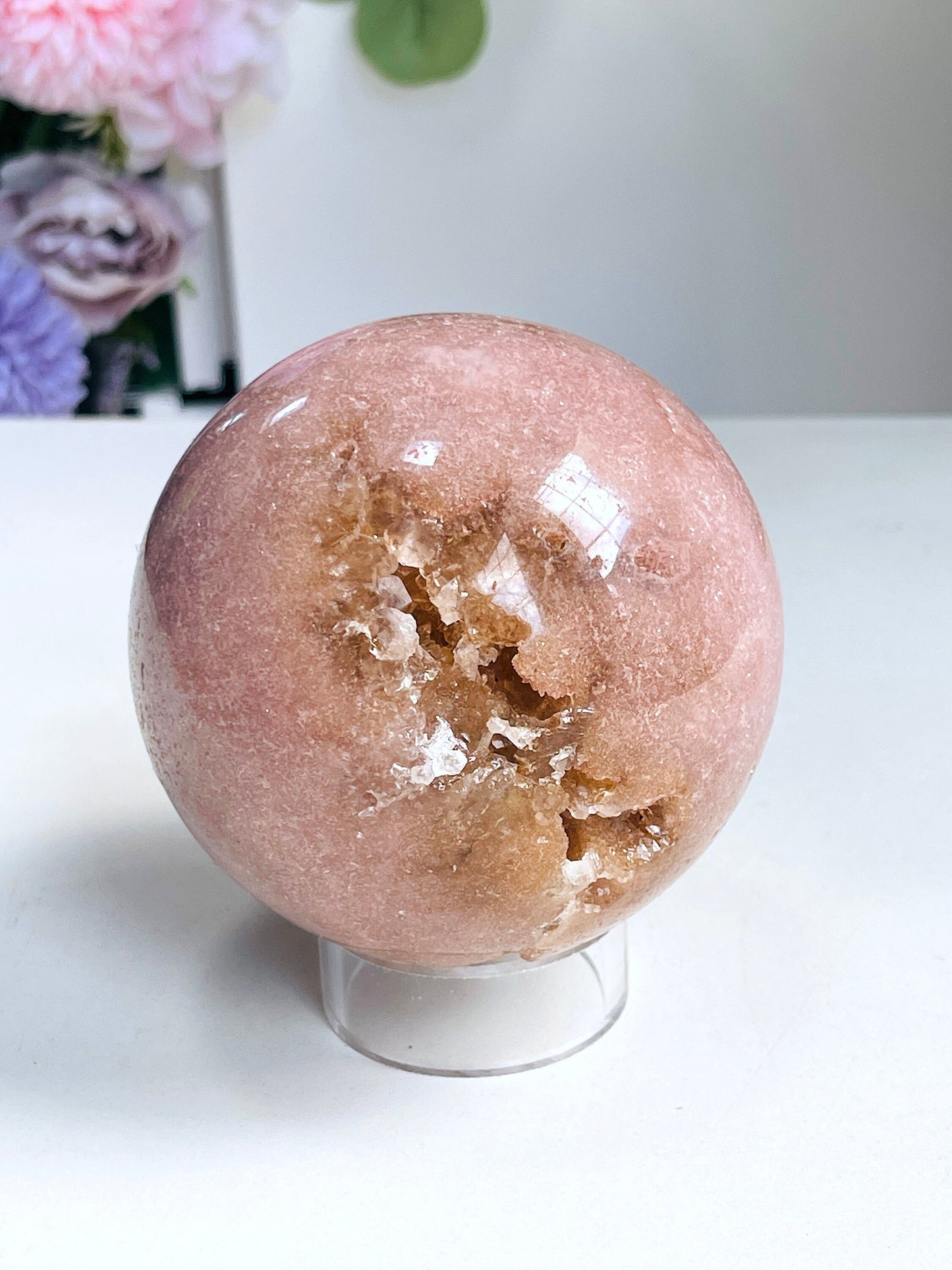 Pink Amethyst Sphere, 87mm Pink Amethyst Sphere, Dreaming Pink Amethyst Sphere , Sparkling Pink Amethyst Sphere