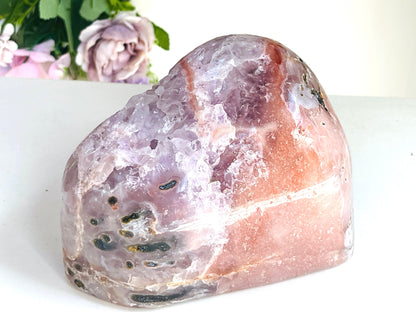 Pink Amethyst, 1.7kg Pink Amethyst Freefrom with Quartz Druzy, Pink Amethyst Stand, Pink Amethyst Crystal,Crystal Gift,Home decor