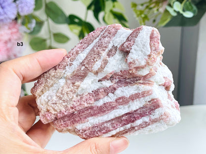 Pink Tourmaline with Quartz, Natural pink tourmaline in quartz matrix, Large Pink Tourmaline Chunk, Mineral Specimen, Healing Crystals -1