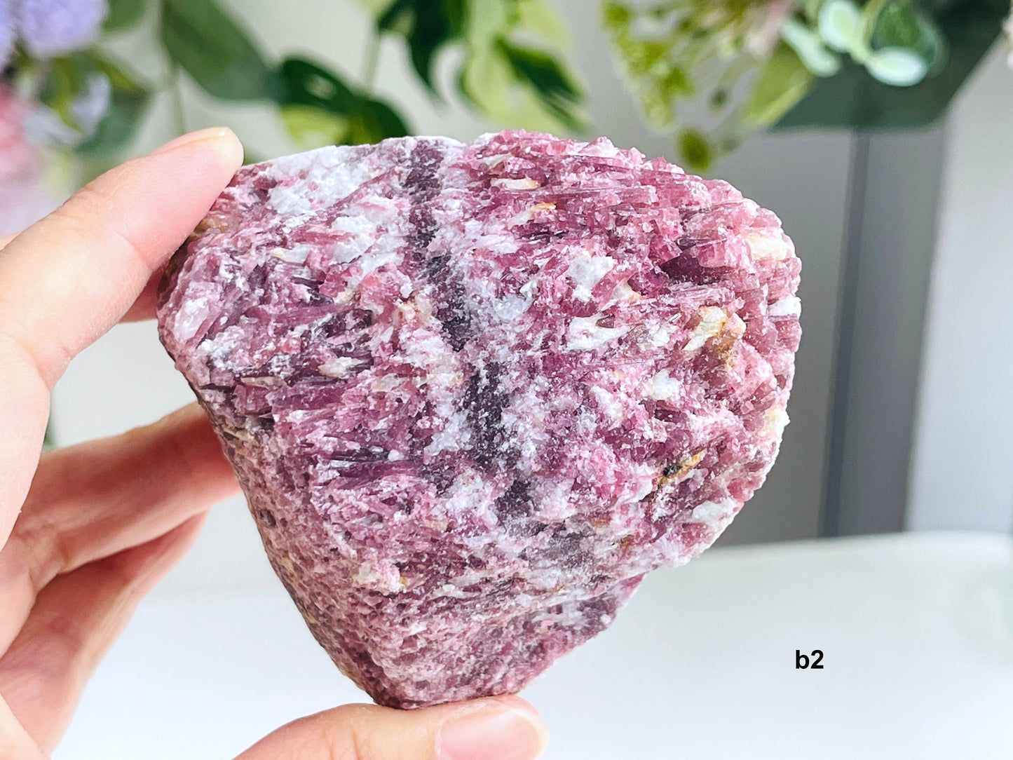 Pink Tourmaline with Quartz, Natural pink tourmaline in quartz matrix, Large Pink Tourmaline Chunk, Mineral Specimen, Healing Crystals -1