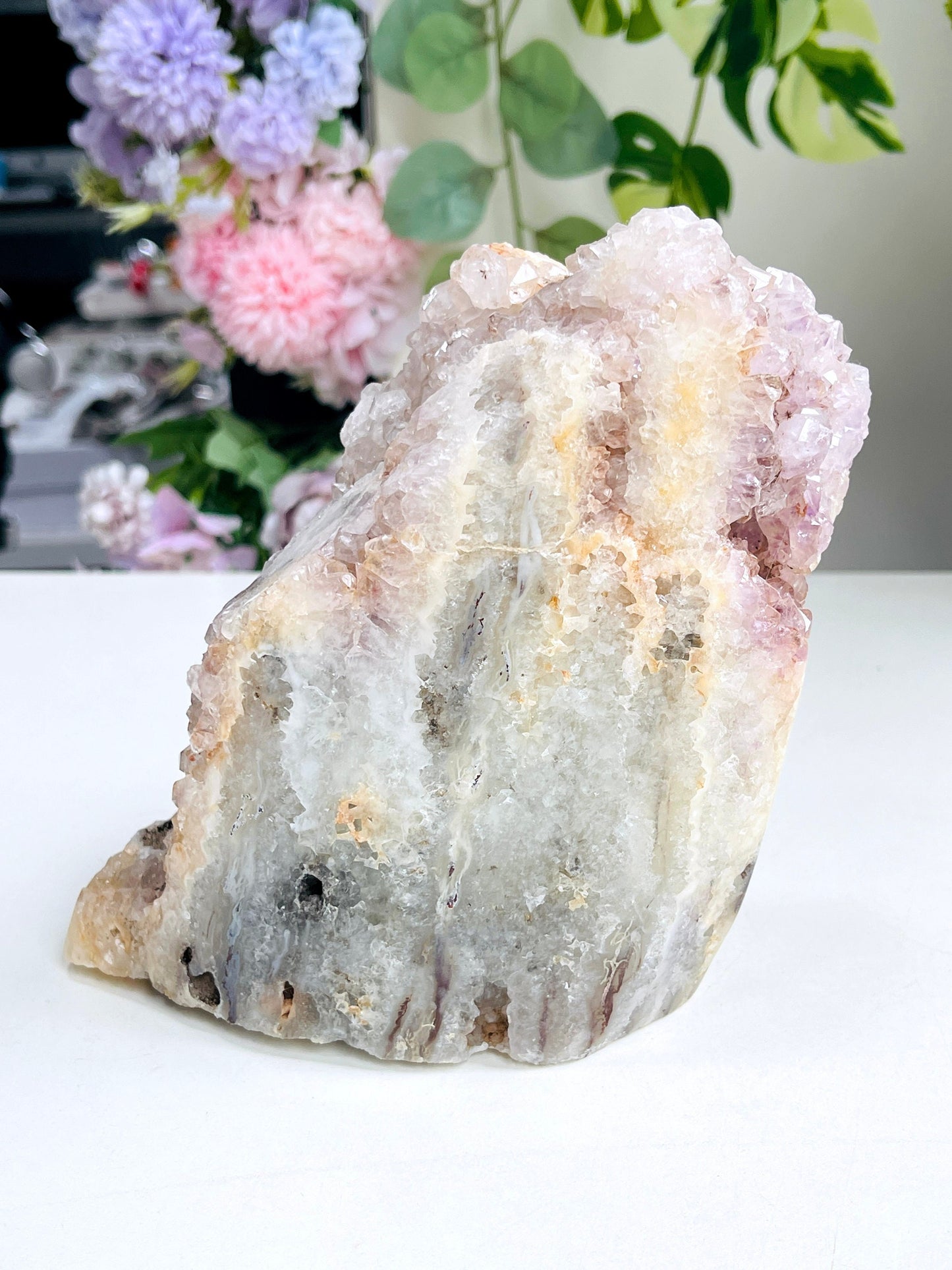 Unique Stalactite, 2.14kg Amethyst Stalactite with Pink Amethyst, Clear pale Amethyst Cluster - Mineral Specimen - Amethyst Specimen