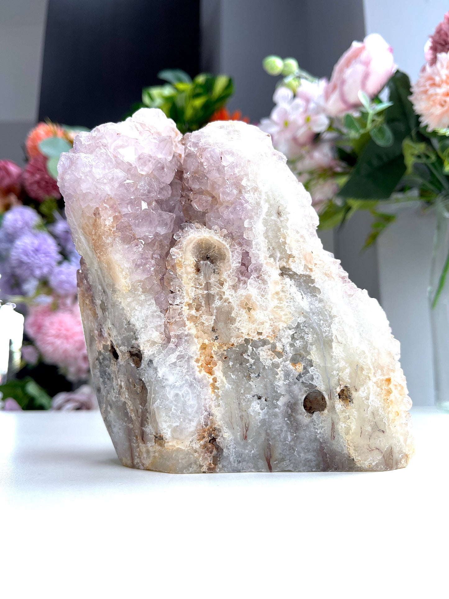 Unique Stalactite, 2.14kg Amethyst Stalactite with Pink Amethyst, Clear pale Amethyst Cluster - Mineral Specimen - Amethyst Specimen