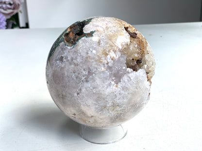 Pink Amethyst Sphere, 97mm Large Druzy  Pink Amethyst Crystal with Quartz,  Super Sparkling Pink Amethyst Geode Sphere