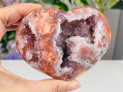 Pink Amethyst, Super Extra Quality Puffy Pink Amethyst Heart, Pink Amethyst Crystal Heart, Crystal Heart, Crystal Gift, Healing Crystal