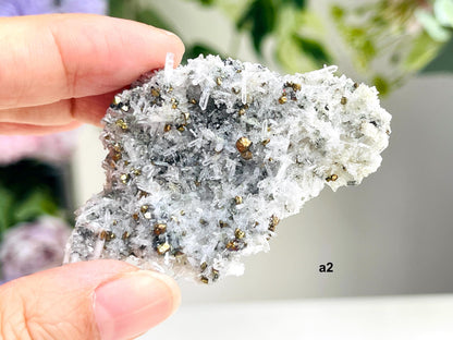 Special Pyrite on Mangano Calcite Clusters, Raw Pyrite Crystal, 24-43mm Mangano Calcite with Pyrite Specimen, Mineral Specimen,