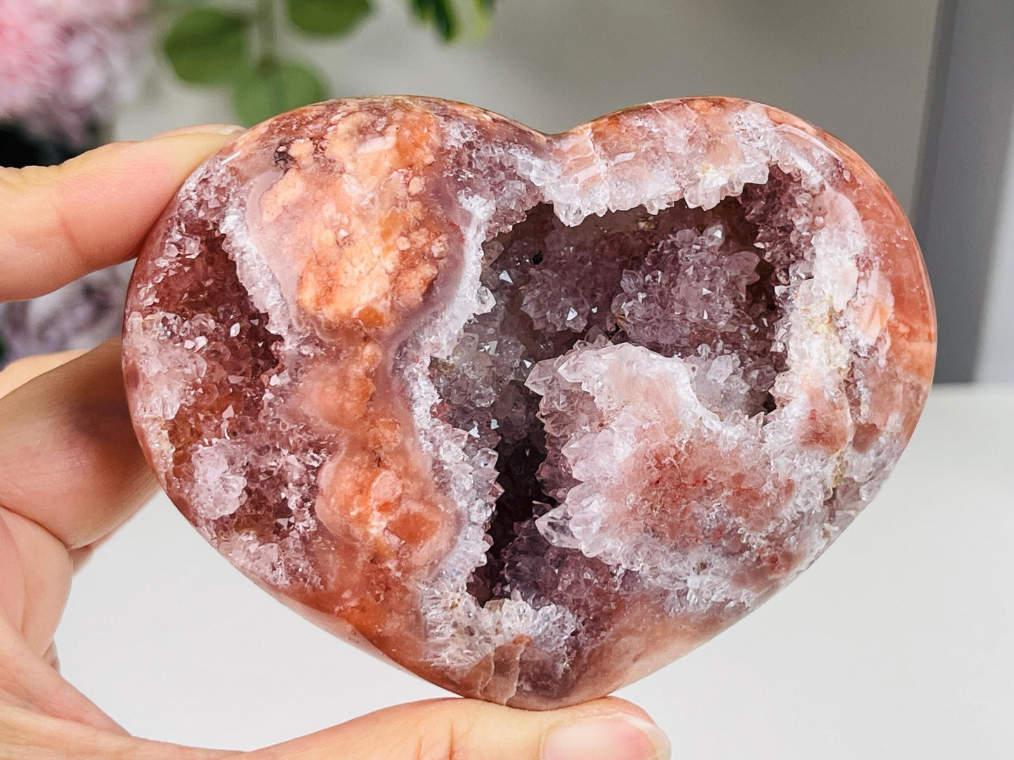 Pink Amethyst, Super Extra Quality Puffy Pink Amethyst Heart, Pink Amethyst Crystal Heart, Crystal Heart, Crystal Gift, Healing Crystal