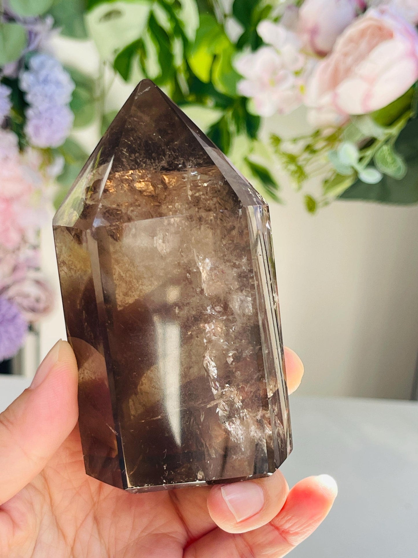 Super Extra Quality Natural Smoky Quartz Point, Brazilian Smoky Quartz Tower,  Crystal for Grounding, Crystal Gift, Home Decor