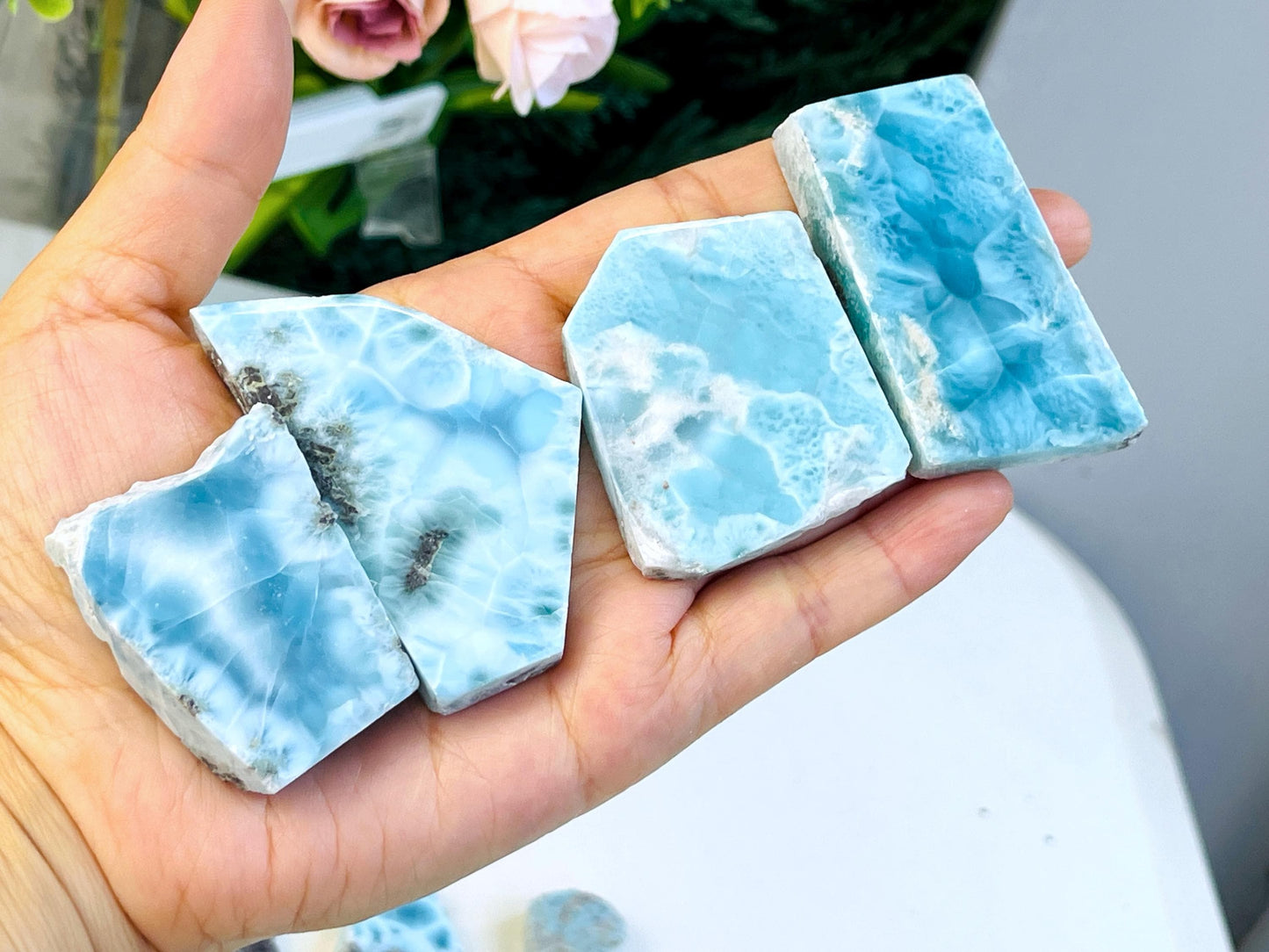 Larimar Freeform, High-Quality Polished Larimar Slab,   Larimar Jewellery DIY, Crystal GiftLarimar Jewellery DIY, Crystal Gift