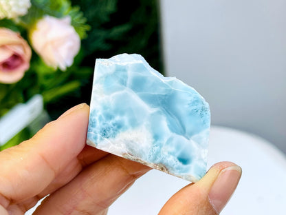 Larimar Freeform, High-Quality Polished Larimar Slab,   Larimar Jewellery DIY, Crystal GiftLarimar Jewellery DIY, Crystal Gift