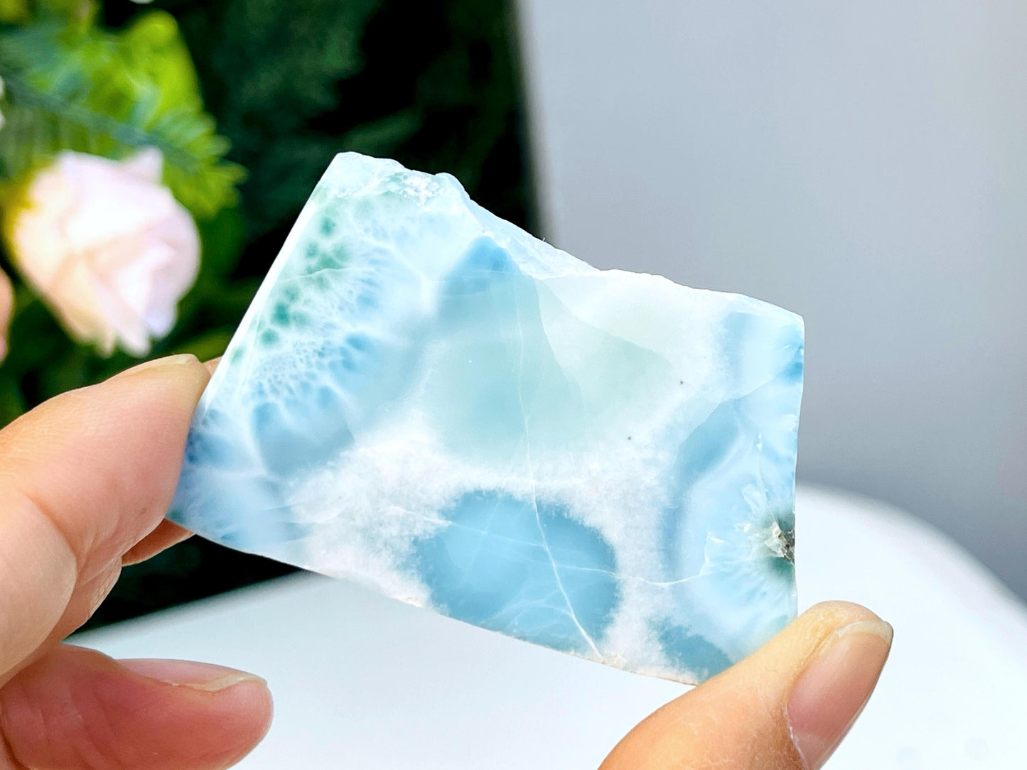 Larimar Freeform, High-Quality Polished Larimar Slab,   Larimar Jewellery DIY, Crystal GiftLarimar Jewellery DIY, Crystal Gift