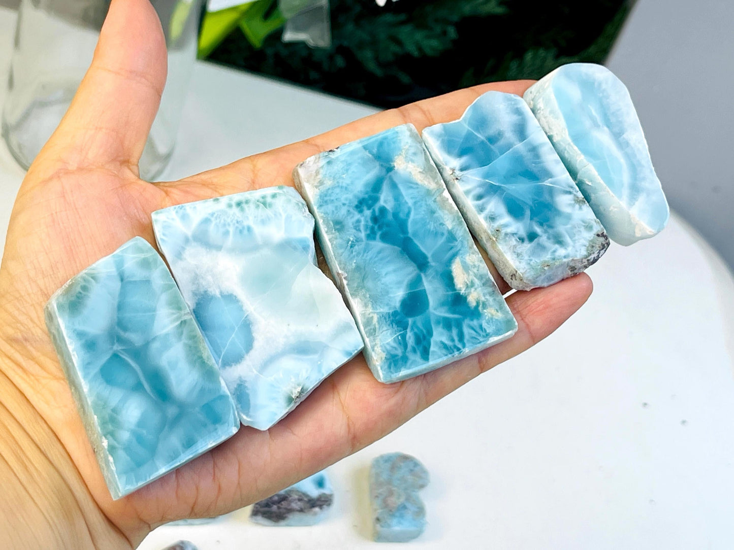 Larimar Freeform, High-Quality Polished Larimar Slab,   Larimar Jewellery DIY, Crystal GiftLarimar Jewellery DIY, Crystal Gift