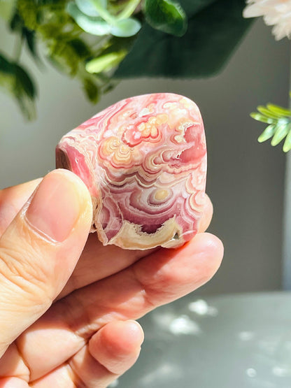 Rhodochrosite Gemy Freeform collector's piece, Argentina Rhodochrosite Specimen,  rare crystals, crystal gift