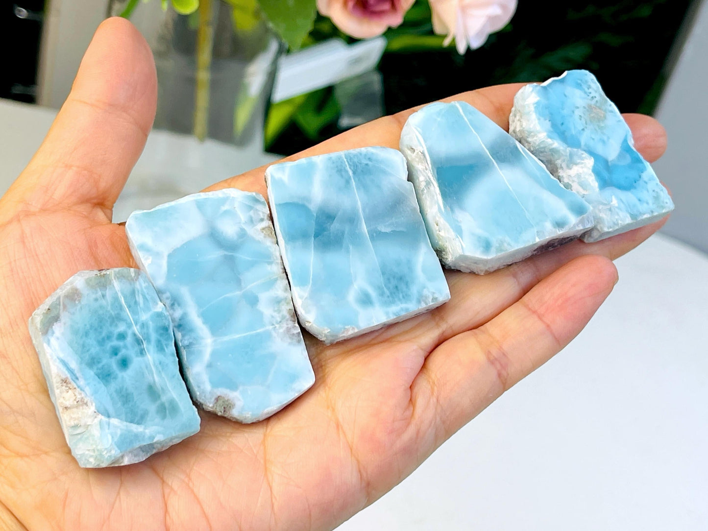 Larimar Freeform, High-Quality Polished Larimar Slab,   Larimar Jewellery DIY, Crystal GiftLarimar Jewellery DIY, Crystal Gift