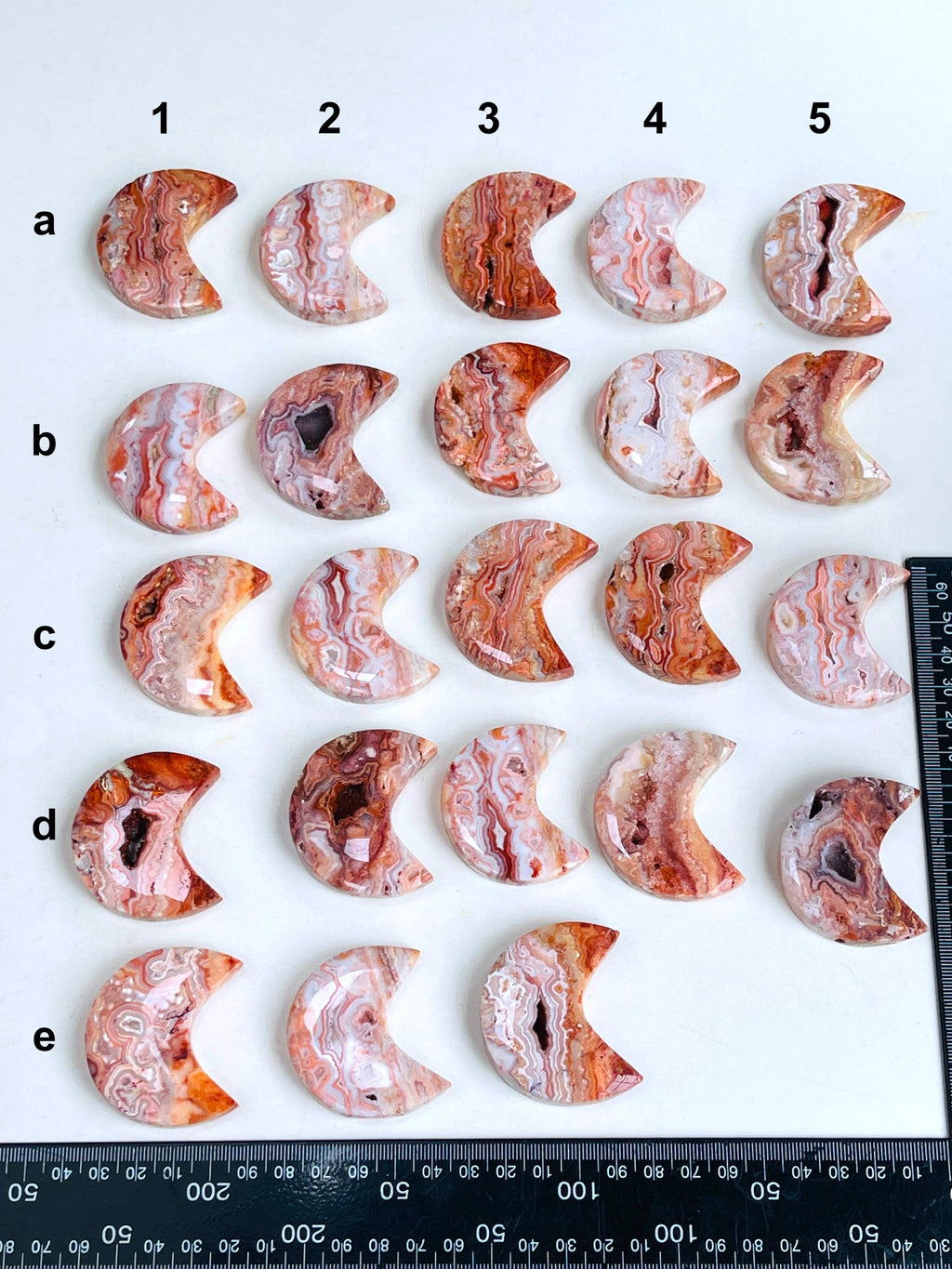 Pink Crazy Lace Agate Moon,  50mm Small " Happy Lace Agate" Moon, Crystal Moon, Crystal Giftt, Healing Crystal