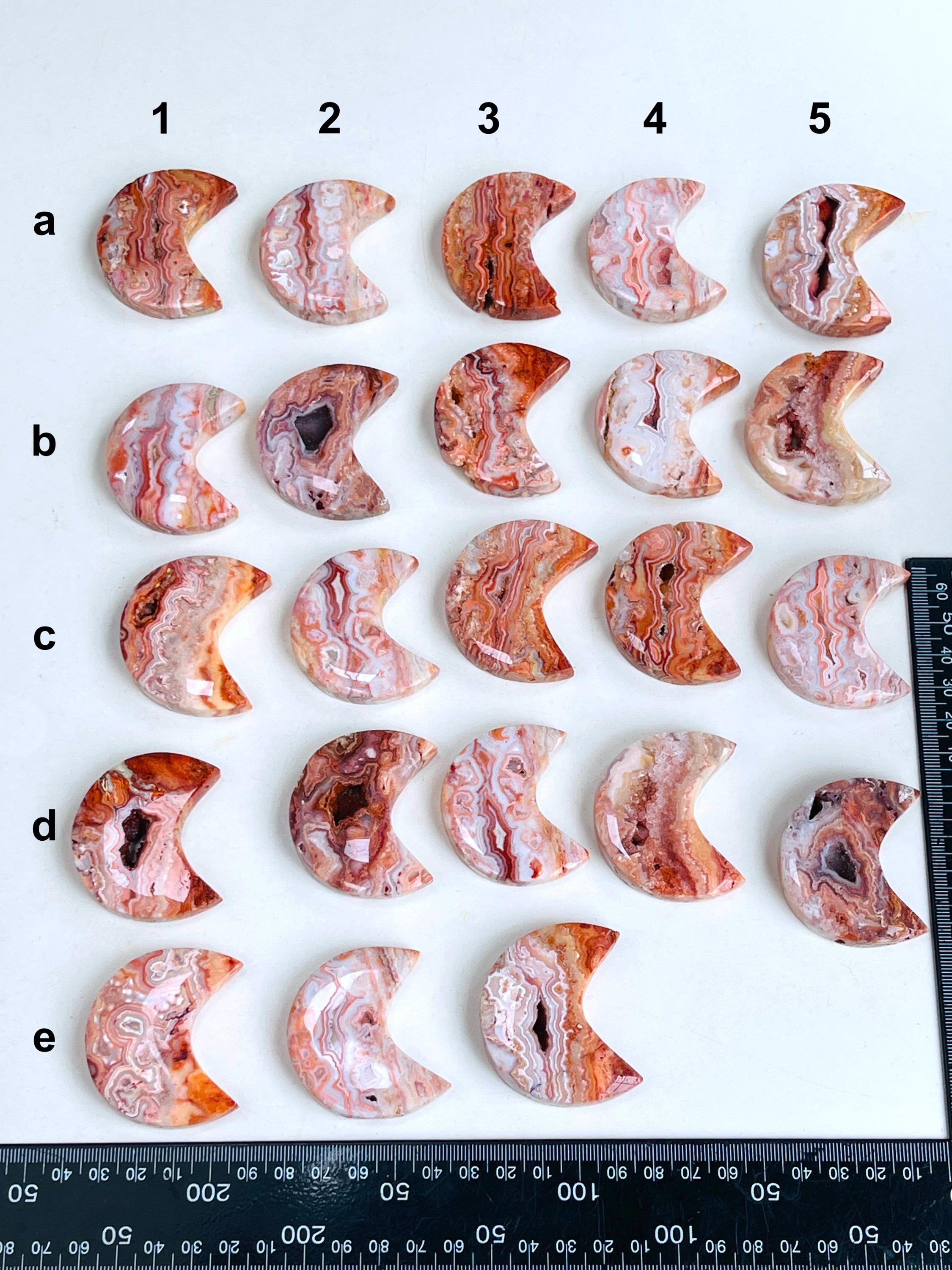 Pink Crazy Lace Agate Moon,  50mm Small " Happy Lace Agate" Moon, Crystal Moon, Crystal Giftt, Healing Crystal