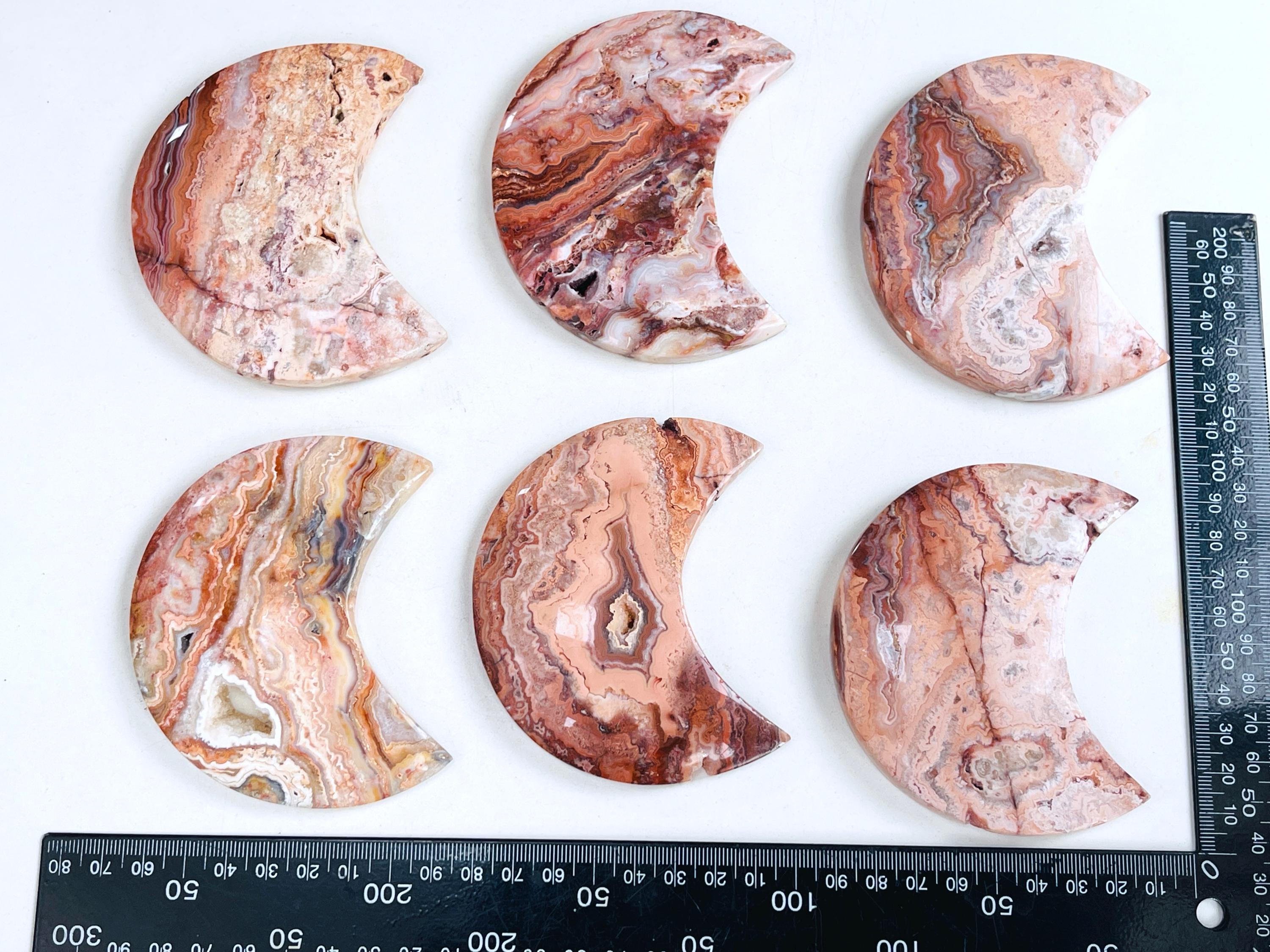 Pink Crazy Lace Agate Moon,  95mm " Happy Lace Agate" Moon, Crystal Moon, Crystal Giftt, Healing Crystal