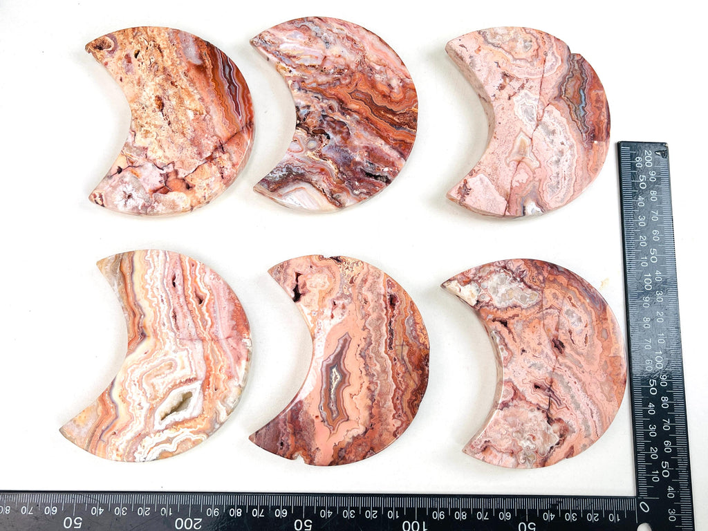 Pink Crazy Lace Agate Moon,  95mm " Happy Lace Agate" Moon, Crystal Moon, Crystal Giftt, Healing Crystal
