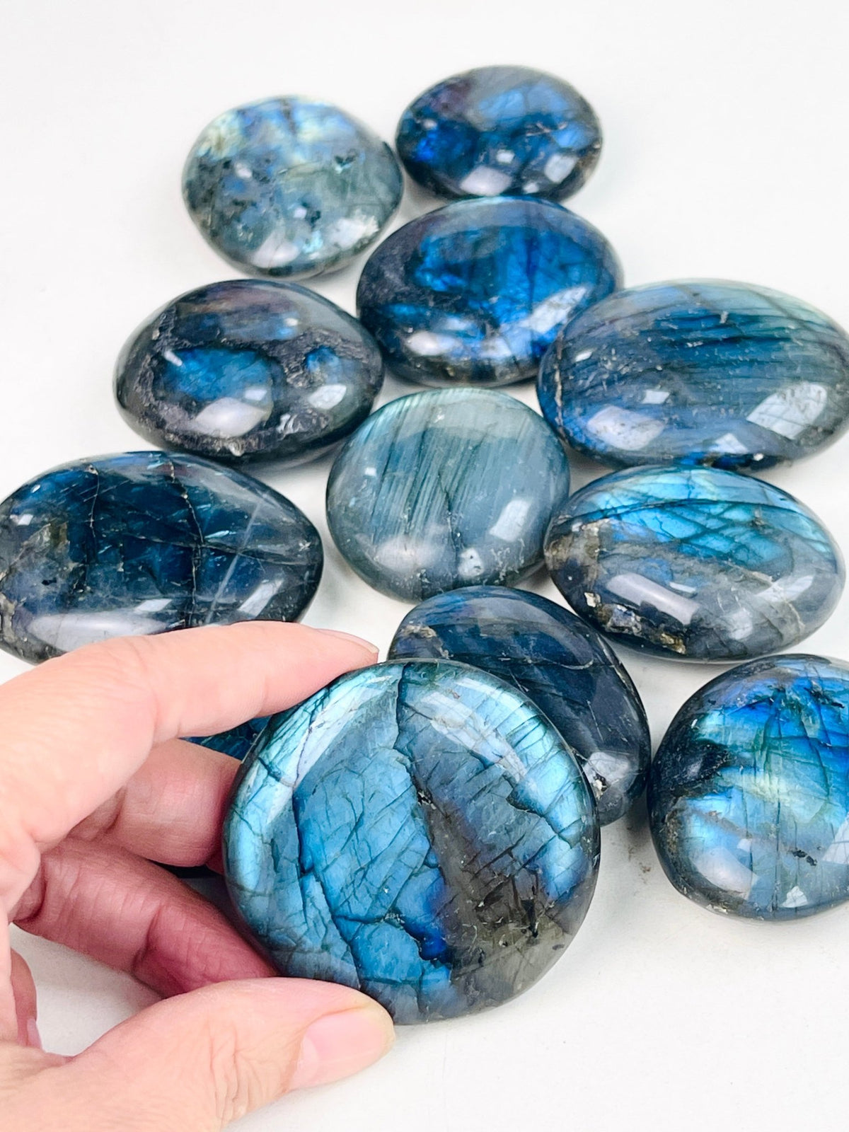 Labradorite Palm Stone, Flash Labradorite pocket stone, crystal gift, healing crystal - Million Years Crystal