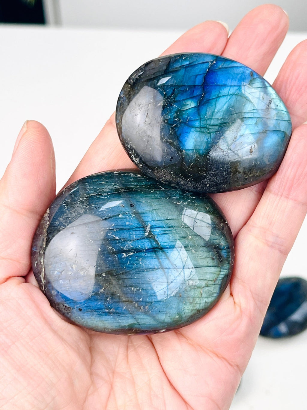 Labradorite Palm Stone, Flash Labradorite pocket stone, crystal gift, healing crystal - Million Years Crystal