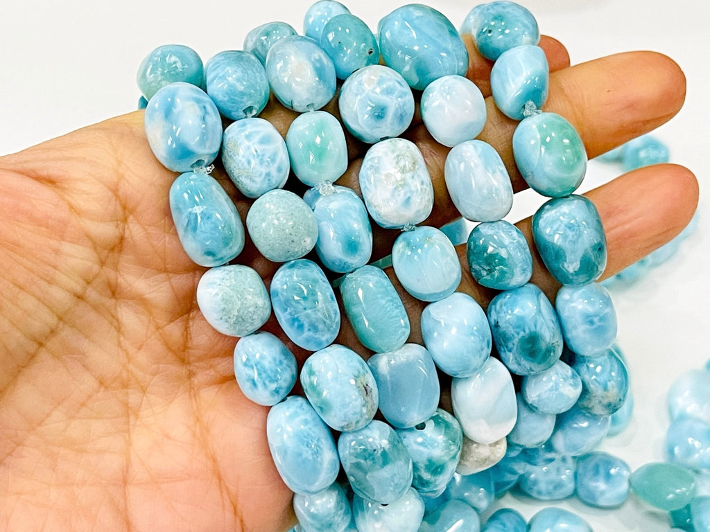 Larimar bracelet, nugget stretch bracelet, gemstone bracelet, crystal healing, Dominican Larimar stone jewellery, crystal bracelets - Million Years Crystal