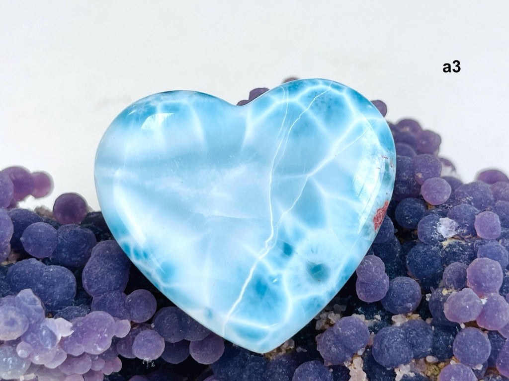 Larimar Heart, AAA Grade Natural Larimar Heart, 38-42mm -5 - Million Years Crystal