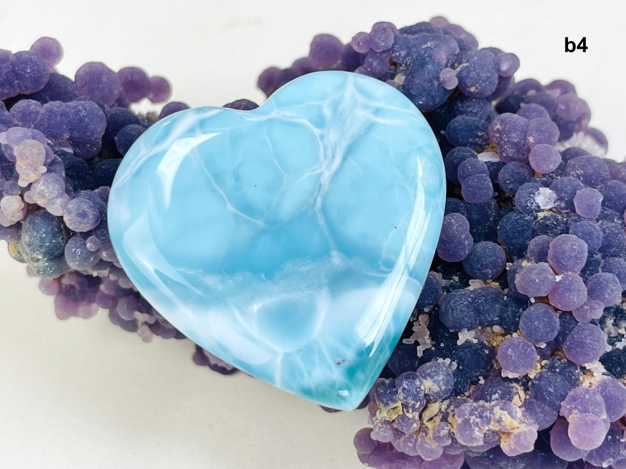 Larimar Heart, AAA Grade Natural Larimar Heart, 38-42mm -5 - Million Years Crystal