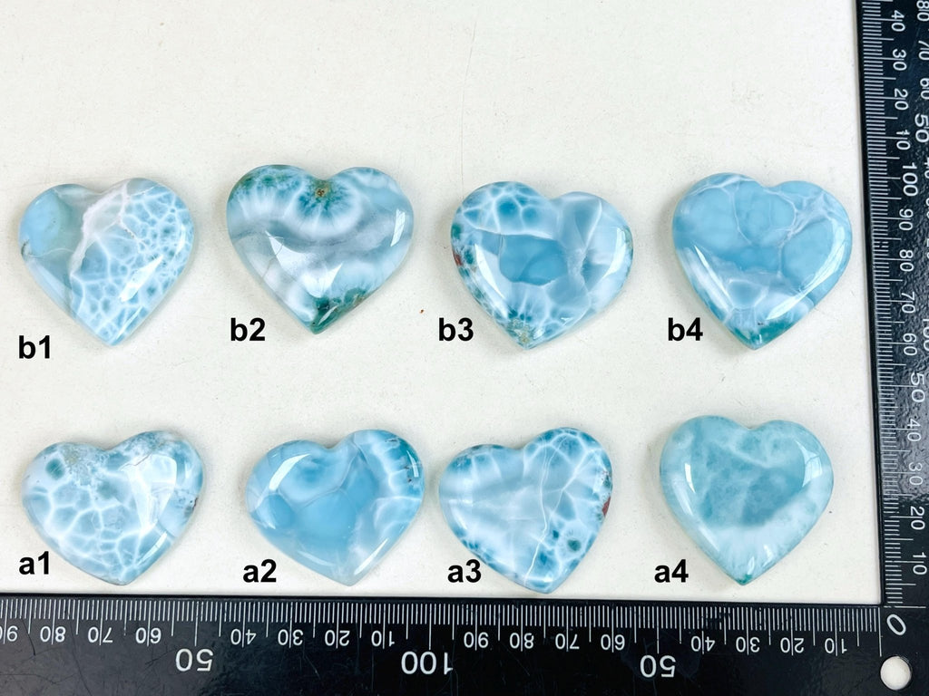 Larimar Heart, AAA Grade Natural Larimar Heart, 38-42mm -5 - Million Years Crystal